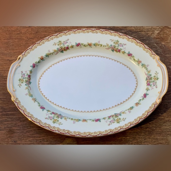 Vintage Discontinued Noritake DIMITY Gold Trim Lug Handled Oval Serving Plate - Picture 10 of 16